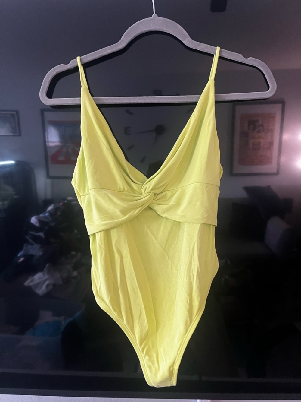 Free People Lime Twist Knot Bodysuit